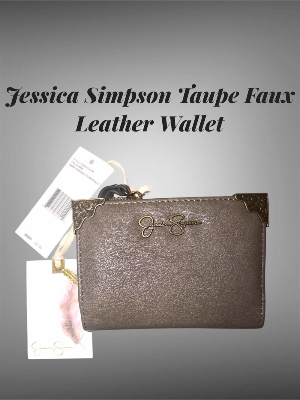 *new* Jessica Simpson Taupe Faux Leather Wallet